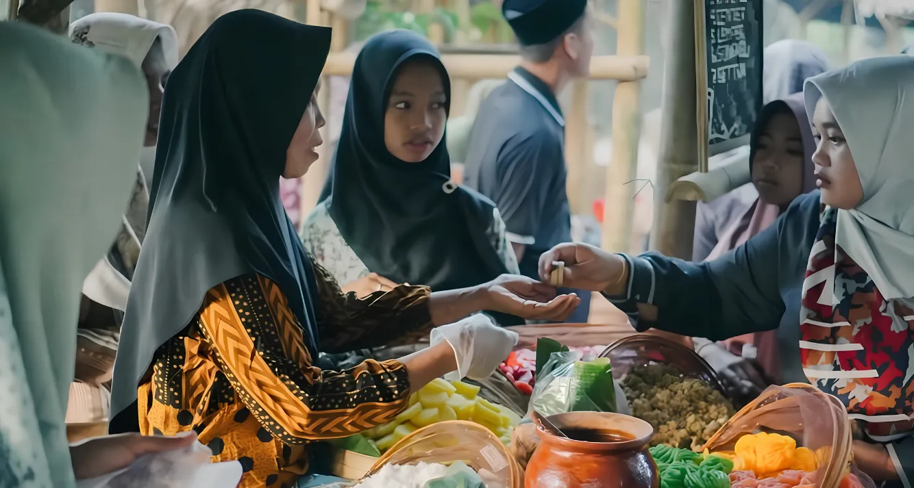 Pengunjung menikmati kuliner tradisional khas Madura di Pasar Kebbun